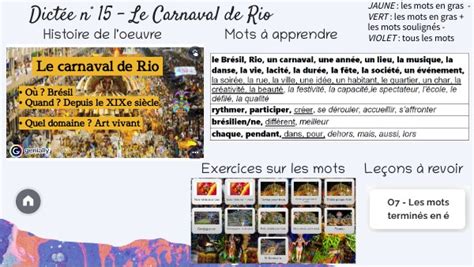 dicte le carnaval de rio cm2|Dictée 15